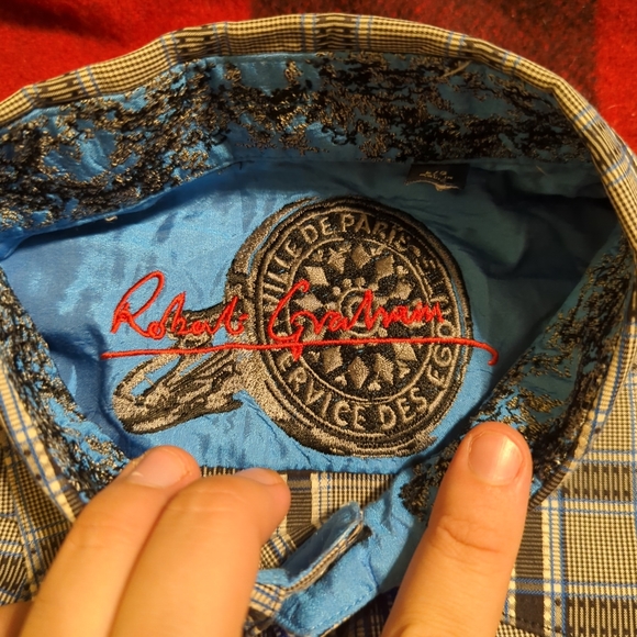 Robert Graham Classic Fit Multicolor Plaid Button Down Shirt Flip Cuff Men's L - Picture 5 of 10